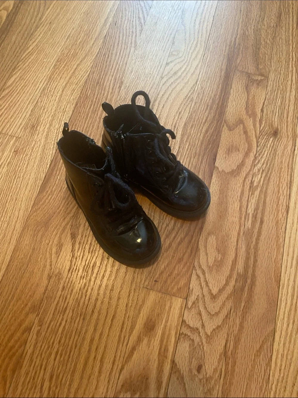 Kids Black Lace-Up Ankle Boots
